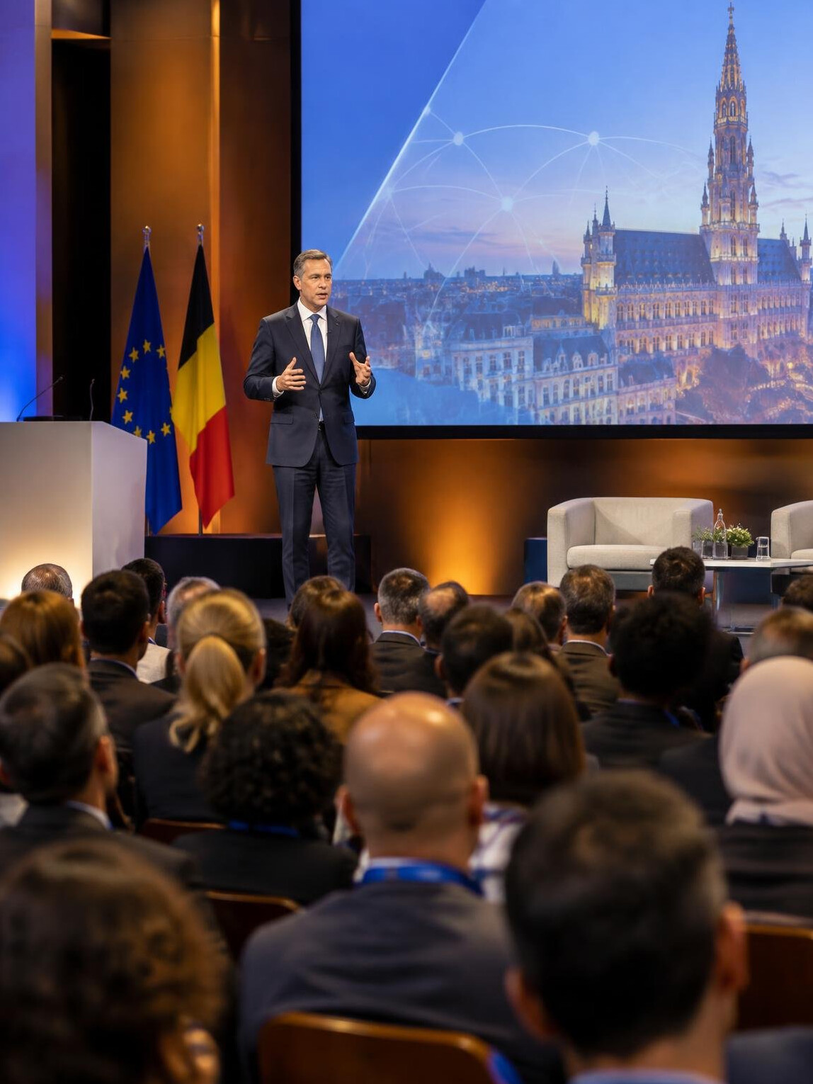 Speaker addressing an audience at a leadership conference